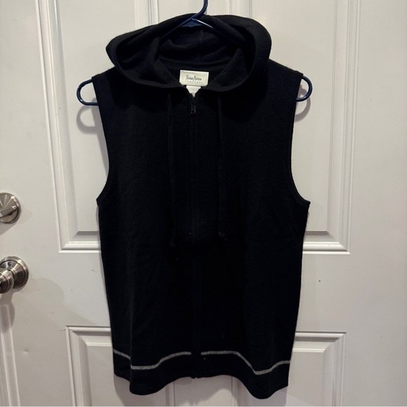 Neiman Marcus Jackets & Blazers - RARE Neiman Marcus Cashmere Black Hooded Zippered Vest 100% Cashmere Size L